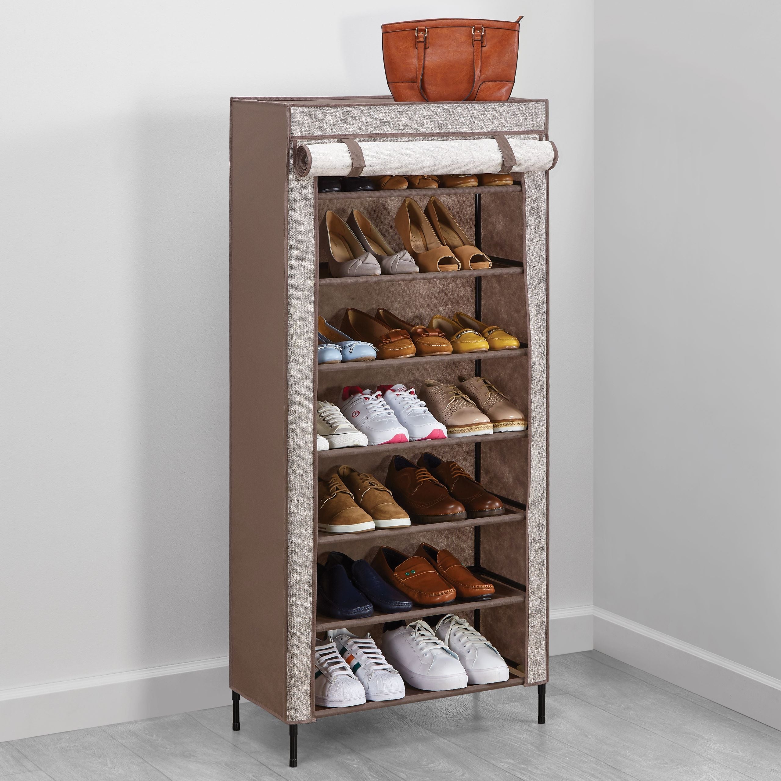 Modern Shoe Storage Cabinet with 4-Tier Organizer - Space Saving Entryway Shoe Rack for Hallway, Living Room & Closet Organization (Brown) - Perfect for Small Apartments & Home Entryways