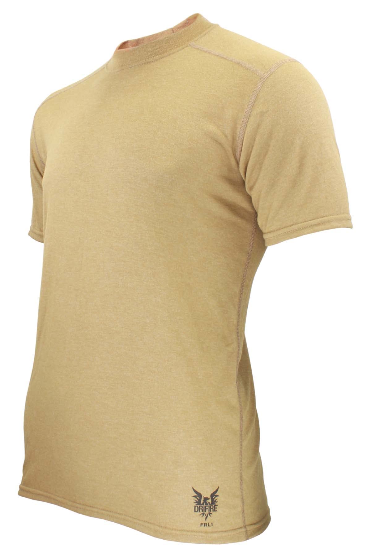 DRIFIRE Military FR Lightweight Base Layer T-Shirt - Flame Resistant, Berry & TAA Compliant, Tan 3-Pack (Small) - Perfect for Military Duty, Outdoor Work & Firefighting
