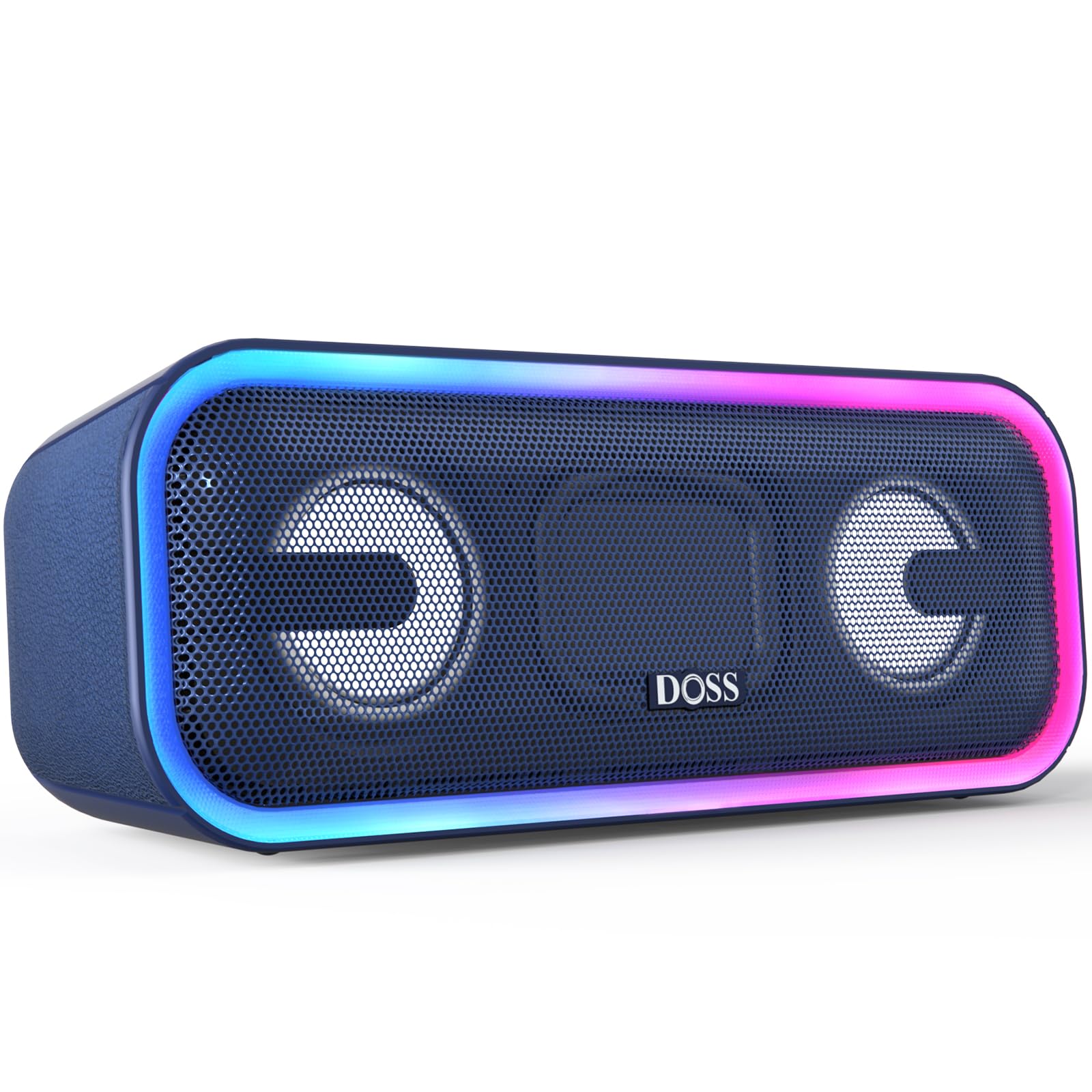 DOSS SoundBox Pro Plus 24W Bluetooth Speaker - Wireless Portable Speaker with Stereo Sound, Punchy Bass, IPX6 Waterproof, TWS Pairing, Multi-Color LED Lights & 15H Playtime - Perfect for Home, Outdoor, Pool Parties & Travel (Blue)