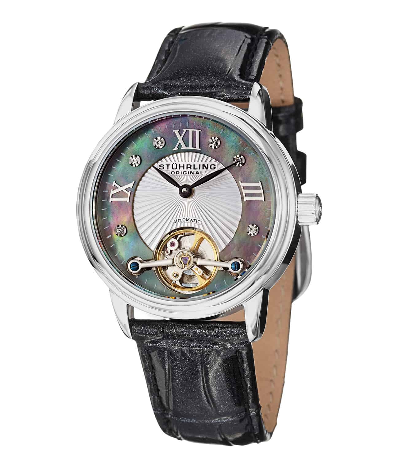 Black Dial / Rose Case / Blue Leather Strap Tang Buckle