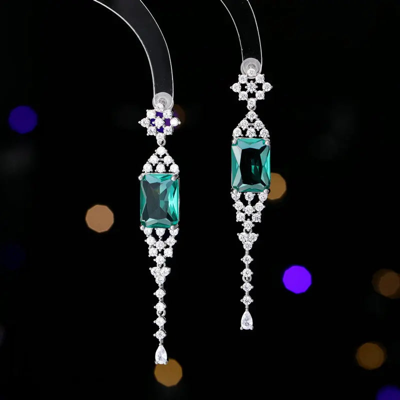 Sparkling Cubic Zirconia Long Tassel Earrings for Women - Elegant Wedding Jewelry, Bride Accessories for Bridal Party, Prom & Special Occasions
