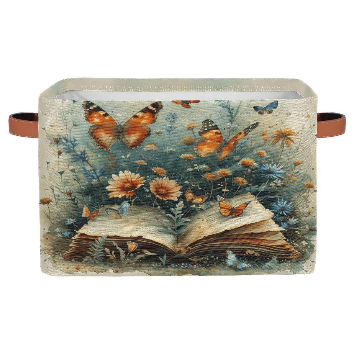 Vintage Floral Collapsible Storage Bins - 2 Pack Fabric Storage Baskets with Handles for Shelves, Closet & Home Organization | Perfect for Bedroom, Bathroom & Nursery Decor
