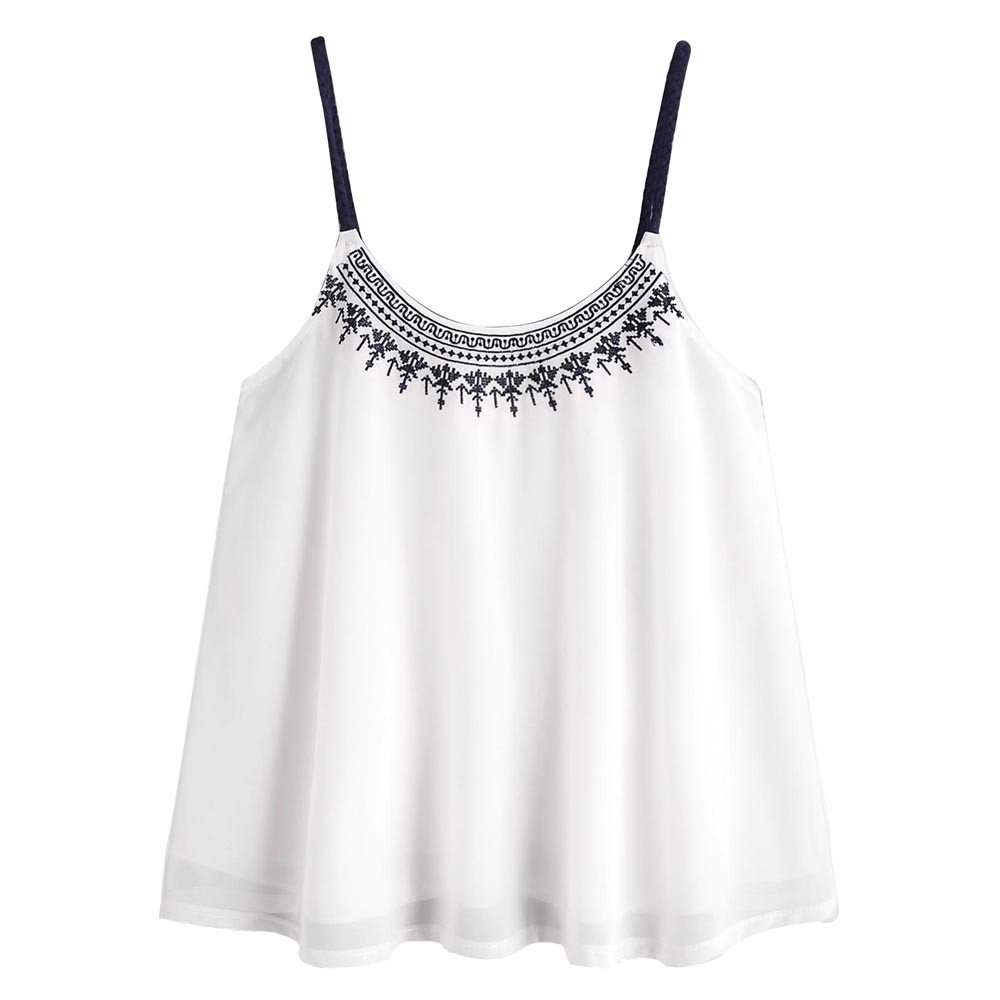 LISTHA Women's Sleeveless Embroidered Chiffon Tank Top Blouse - Elegant Summer Cami for Casual Wear, Beach Outfits & Layering