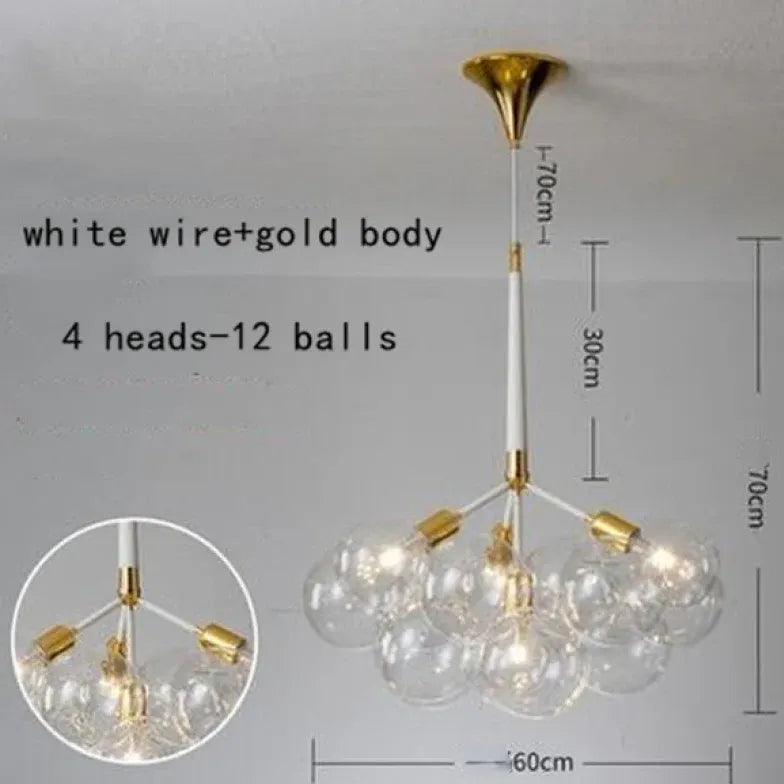 Elegant Transparent Glass Bubble Chandelier - Modern Artistic Lighting Fixture for Dining Room, Living Room & Bedroom Decor