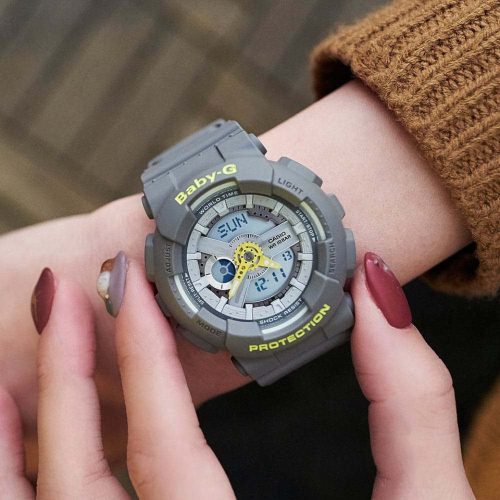 CASIO BABY-G BA-110PP-8ADR Women's Analog-Digital Sport Watch - Water Resistant, Shock Resistant for Outdoor Activities & Fitness Tracking