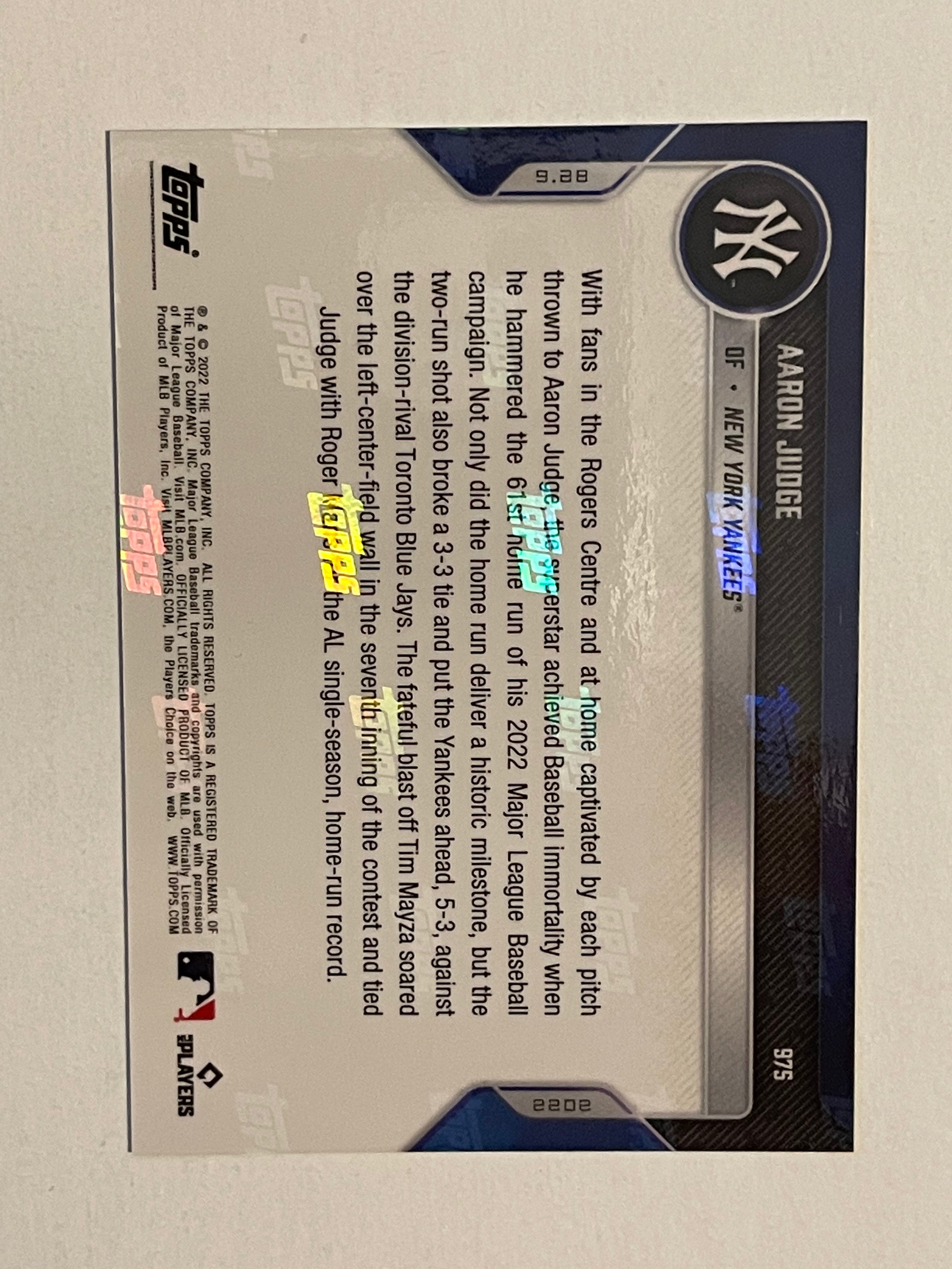 Aaron Judge Topps Now 61 Home Run Limited Edition Baseball Card 2002 - Perfect for Collectors, Sports Memorabilia Enthusiasts, and Yankees Fans