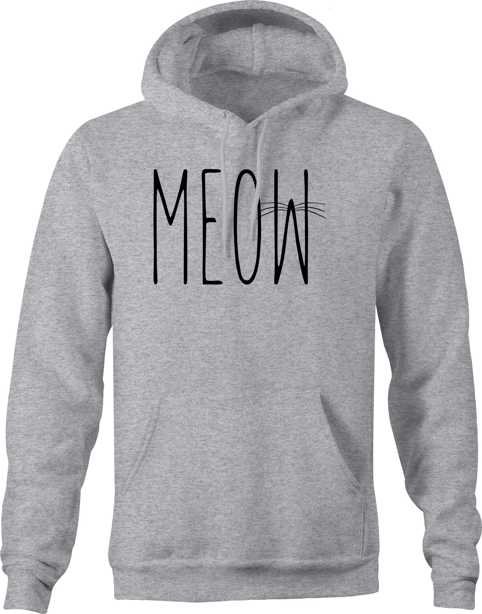 Meow Tall Font Whiskers Cat Lover Sweatshirt for Men - Small Gray - Cozy Pet Owner Apparel for Casual Wear & Cat Enthusiast Outfits