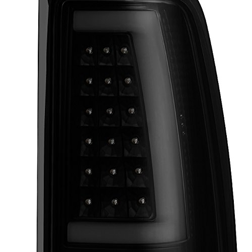 AKKON Smoked LED Tail Lights for 1999-2006 GMC Sierra & 1999-2002 Chevy Silverado - Black Lens Tube Brake Lamps - Upgrade Your Pickup Truck's Style & Nighttime Visibility