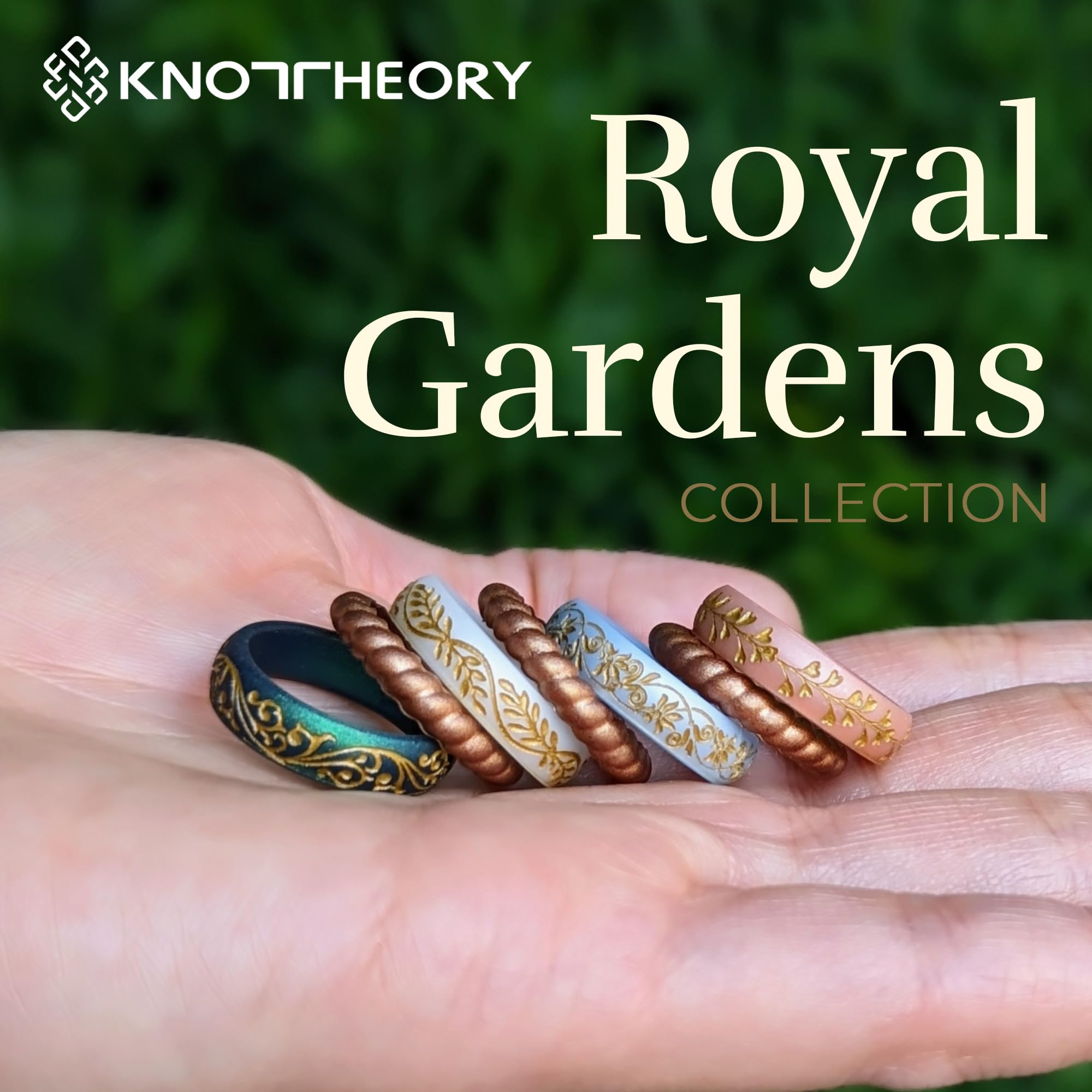 Knot Theory Dual Layer Engraved Silicone Wedding Band - Elegant Filigree, Floral, Hearts & Laurel Designs | Breathable Comfort Fit for Sports, Gym & Outdoor Activities | Perfect for Active Lifestyles & Sensitive Skin