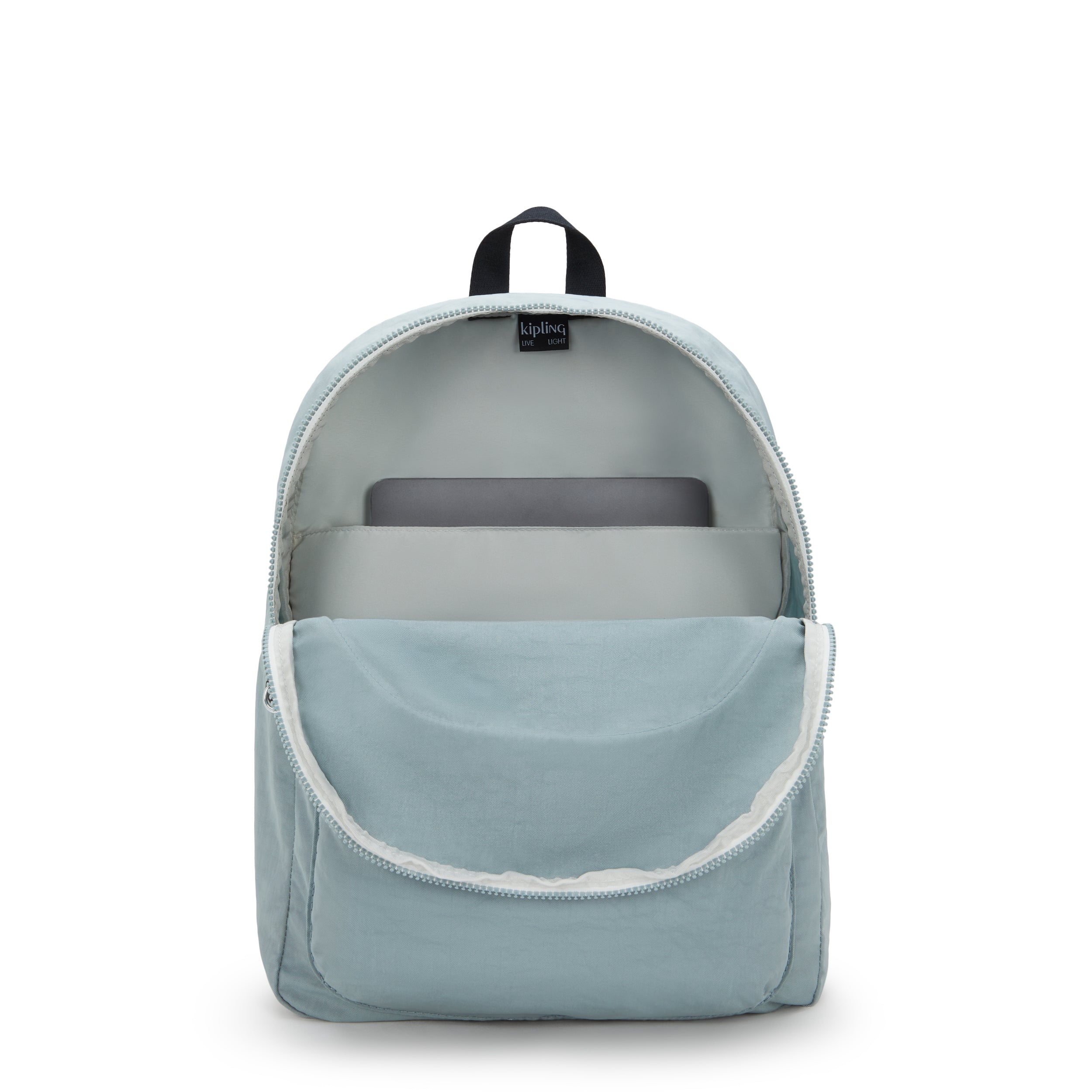Kipling Curtis Large 17 Inch Laptop Backpack for Women & Men - Lightweight Travel Backpack with USB Charging Port, Water Resistant, Grey - Perfect for Work, School & Commuting