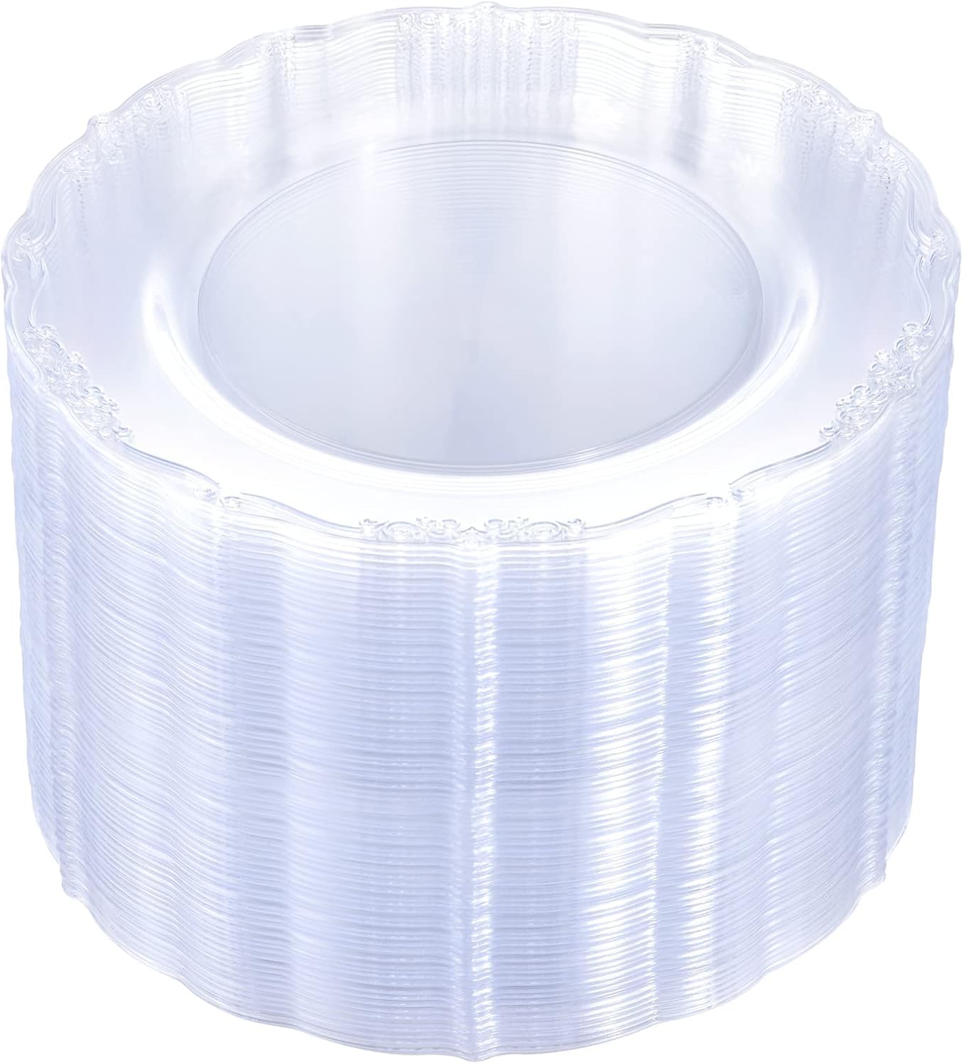 60-Pack Clear Plastic Plates 10.25 Inch - Reusable & Washable Durable Dinner Plates for Parties, Weddings, Birthdays & Events - Premium Disposable Tableware for Indoor/Outdoor Celebrations, Picnics & Catering