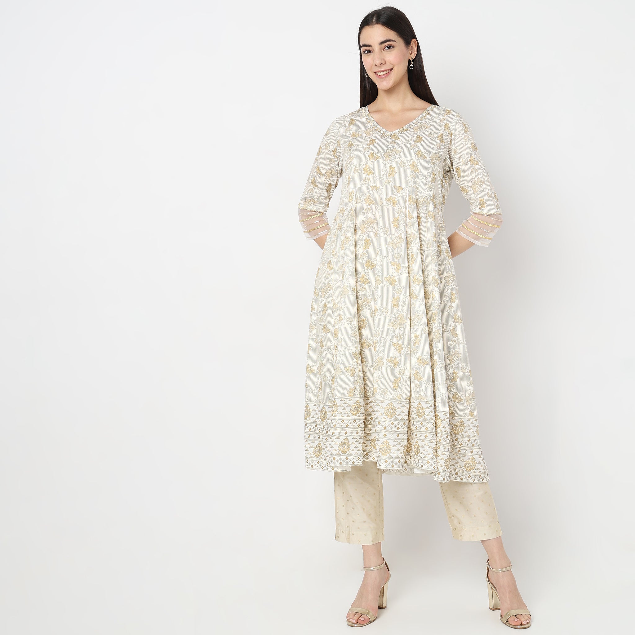 Flare Fit Printed Kurta for Women | Stylish Indian Ethnic Dress | Perfect for Festivals, Weddings & Casual Wear