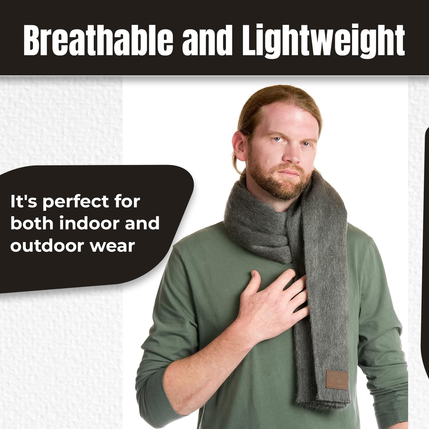 Soft & Warm Alpaca Wool Shawl Wrap - Eco-Friendly Winter Scarf for Men - Perfect for Cold Weather, Outdoor Activities & Holiday Gifts