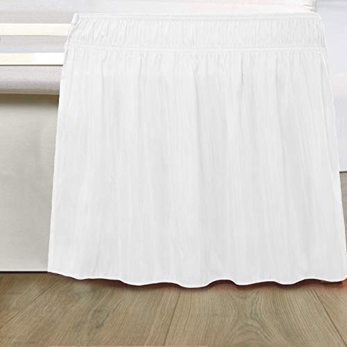 Premium 800 Thread Count Cotton Wrap Around Elastic Bed Skirt - 3-Sided Dust Ruffle for Twin Size Beds (18