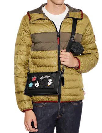 Coach Disney x Coach Holden Crossbody Bag in Signature Canvas with Mickey Patches - Perfect for Disney Fans, Travel & Everyday Use