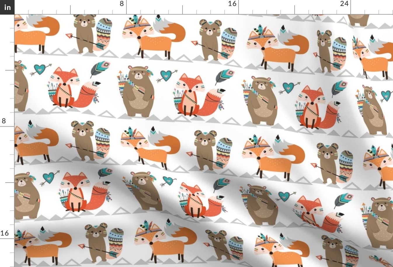 Premium Spoonflower Upholstery Velvet Fabric by The Yard - Woodland, Tribal, Nursery, Arrow & Fox Prints for Home Decor, Apparel & DIY Projects | Gender Neutral, Boy & Girl Designs | Perfect for Curtains, Pillows, Clothing & Crafts