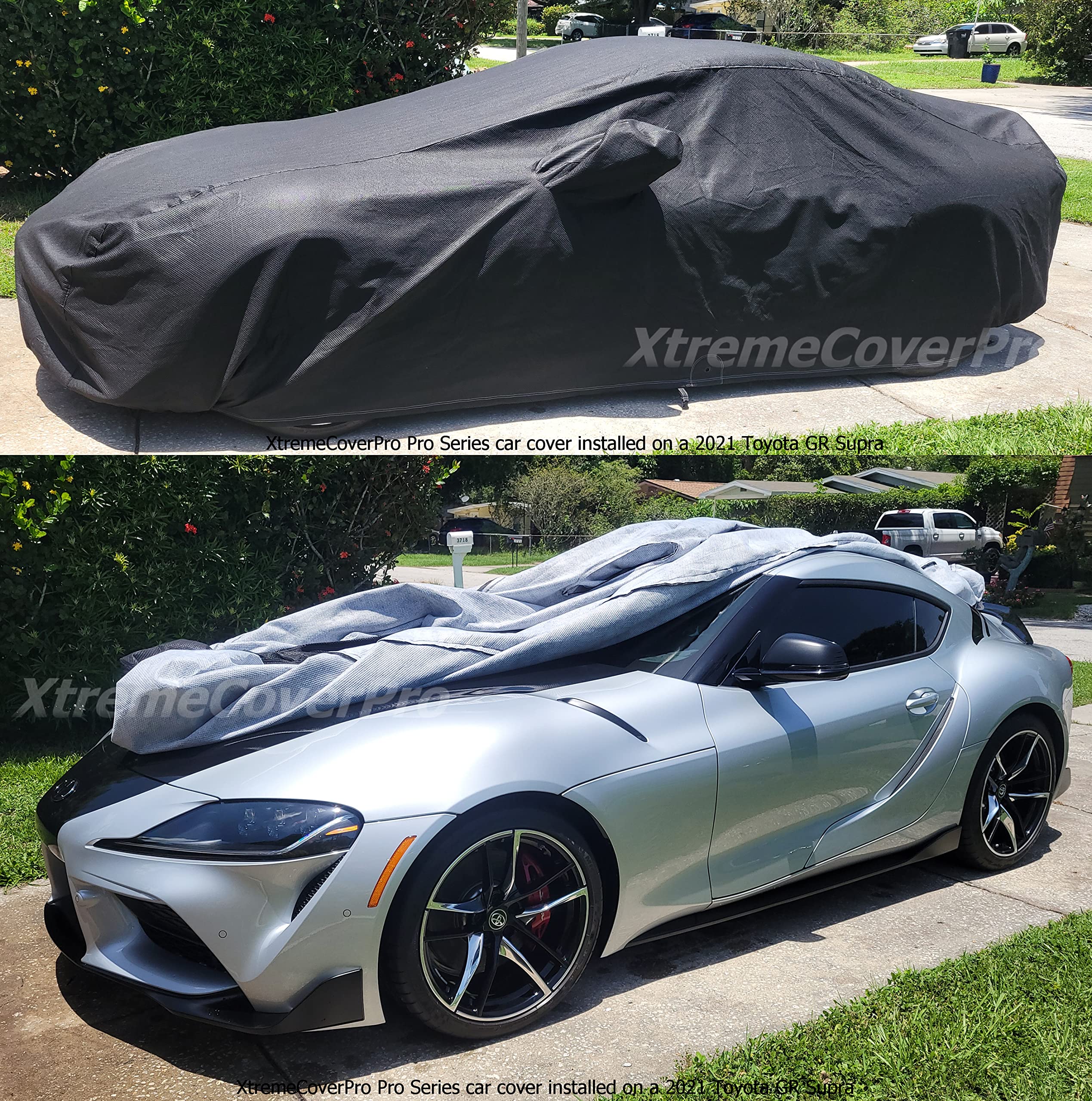 2020-2025 Toyota GR Supra Car Cover - XTREMECOVERPRO Diamond Series Waterproof Outdoor Protection (Black) | All-Weather Dustproof Shelter for Garage & Driveway Parking