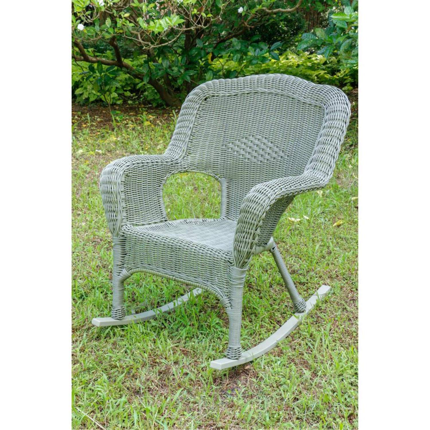 International Caravan Camelback Resin Wicker Rocker Chair - Outdoor Patio Furniture for Garden, Porch & Poolside Relaxation