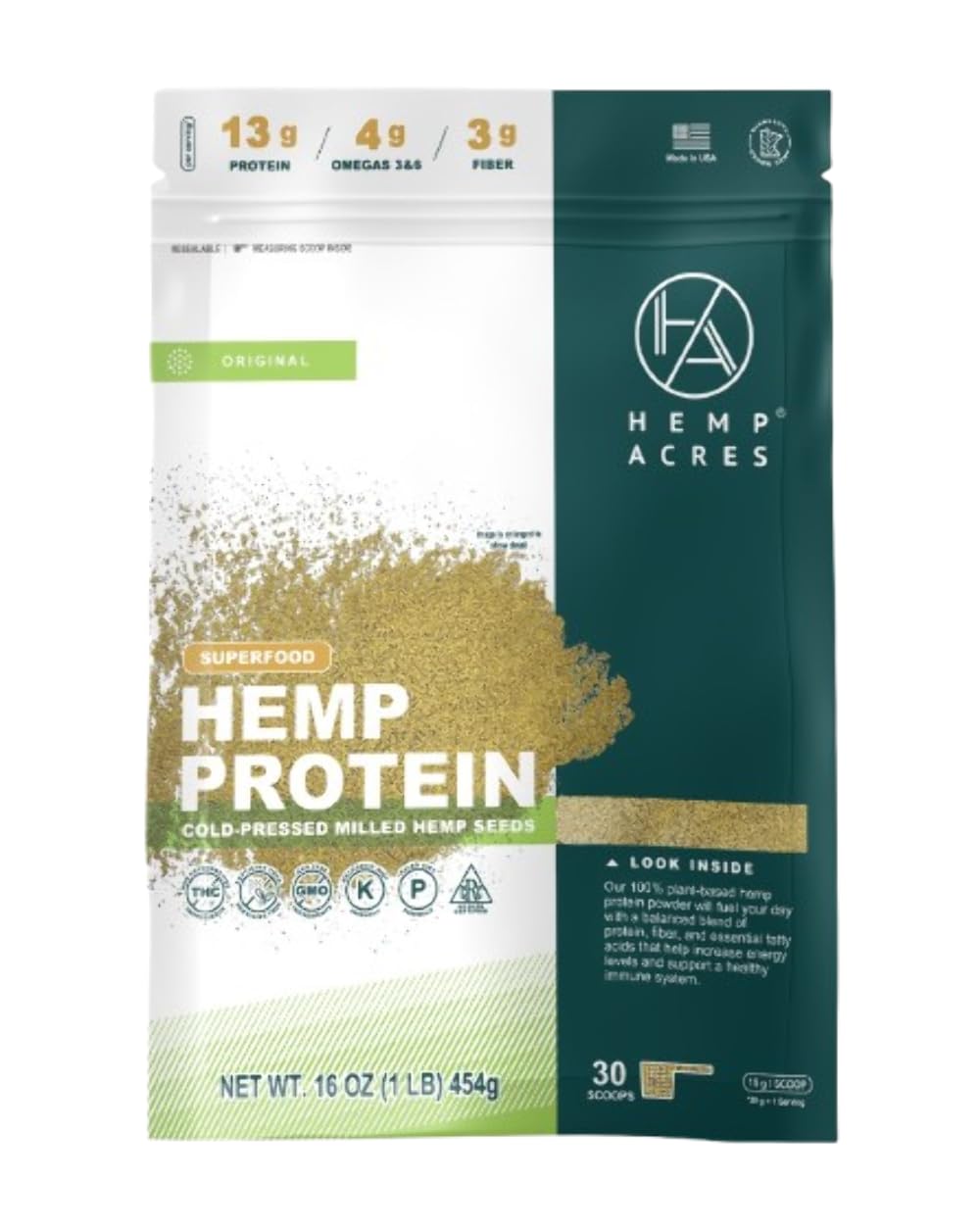 Organic Hemp Protein Powder - Plant-Based Vegan Protein Supplement for Muscle Recovery & Weight Loss - Ideal for Smoothies, Baking & Post-Workout Nutrition
