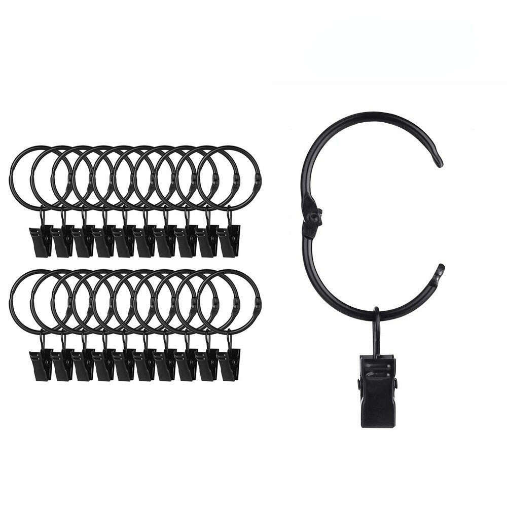 Kara Openable Curtain Rings with Clips Hooks - Easy Clip-On Curtain Hooks for Hanging Drapes, Sheers & Valances - Perfect for Living Room, Bedroom & Window Decor