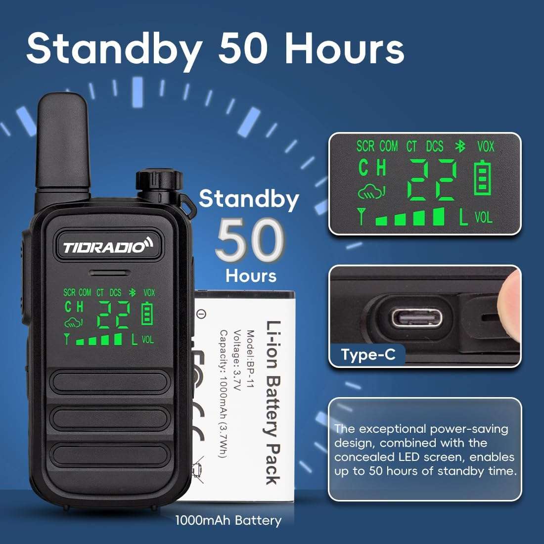 M11 IP67 Waterproof FRS PMR446 Two-Way Radio 2 Pack - Long Range Walkie Talkies for Outdoor Adventures, Hiking, Camping & Emergency Communication