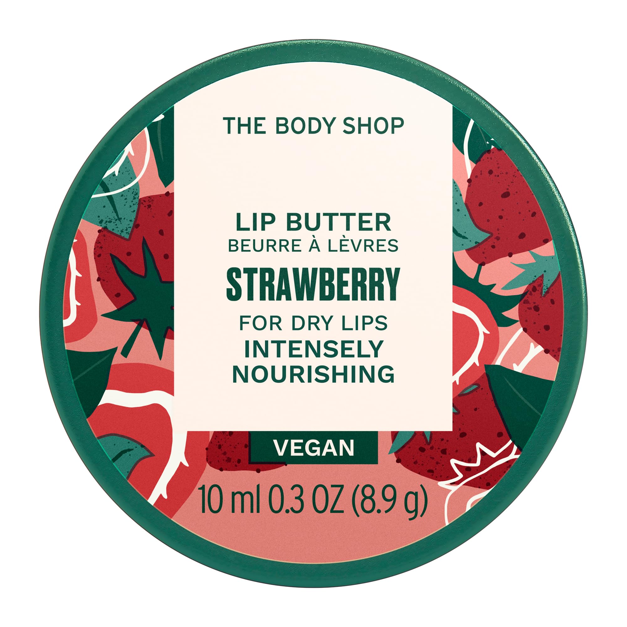 The Body Shop Strawberry Lip Butter 10ml - Moisturizing & Nourishing Lip Balm for Dry Lips - Perfect for Winter Care & Daily Hydration