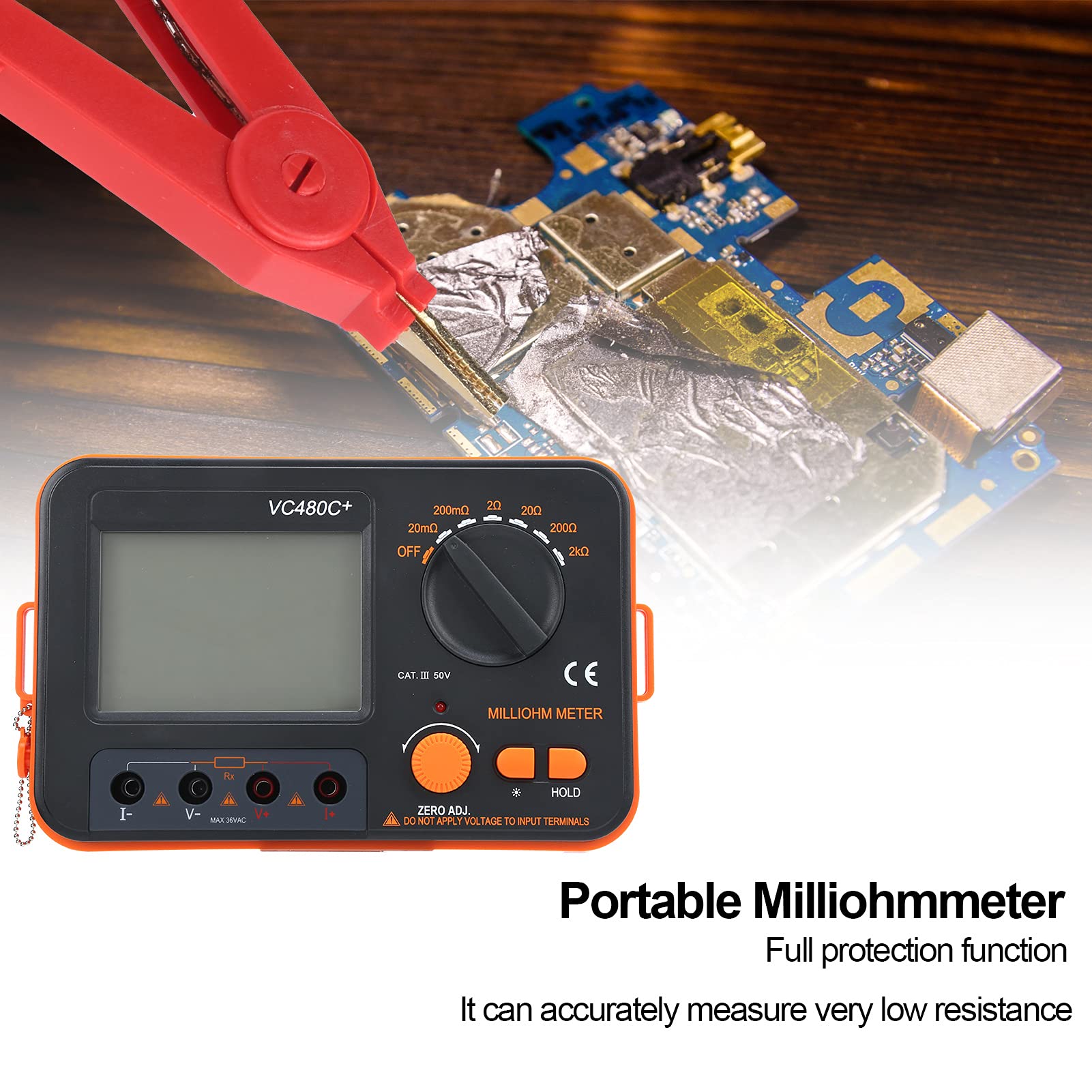 6-Gear Digital Milliohmmeter - 4-Wire Measurement DC Low Resistance Tester for Electronics, Automotive & Industrial Use