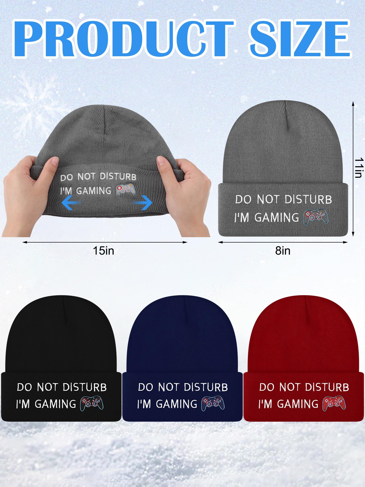 Funny Gamer Beanie Hat - 4 Pack Knitted Gaming Hats for Men & Boys - 