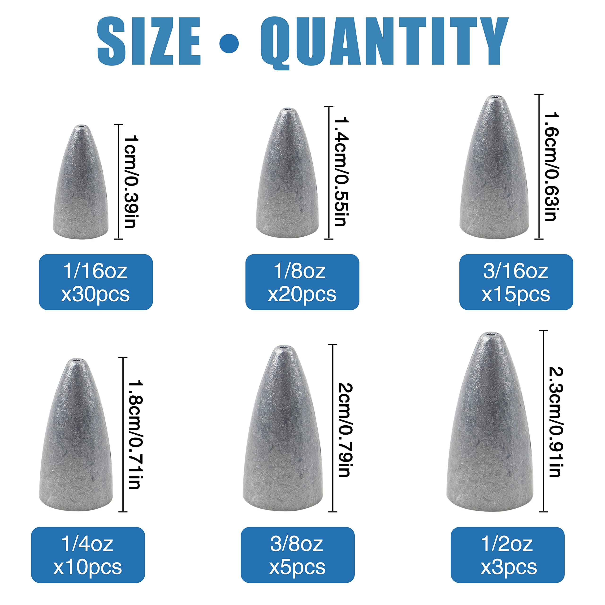 Bullet Fishing Sinkers Weights Kit - 29/83pcs Slip Sinkers for Bass Fishing, Texas Rigs & Saltwater Tackle | Assorted Worm Weights for Freshwater & Saltwater Angling | Perfect for Shore Fishing, Boat Fishing & Tournament Use