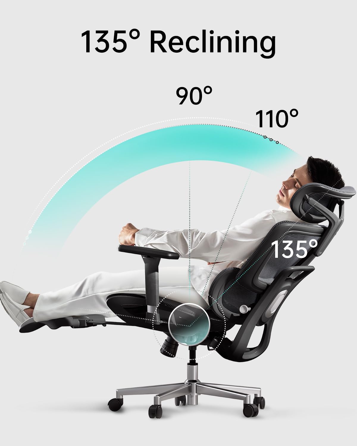 Hbada Ergonomic Office Chair - 3D Adjustable Armrests & Lumbar Support, High Back Mesh Computer Desk Chair for Big and Tall Users, Black - Perfect for Home Office, Gaming & Workspace Comfort