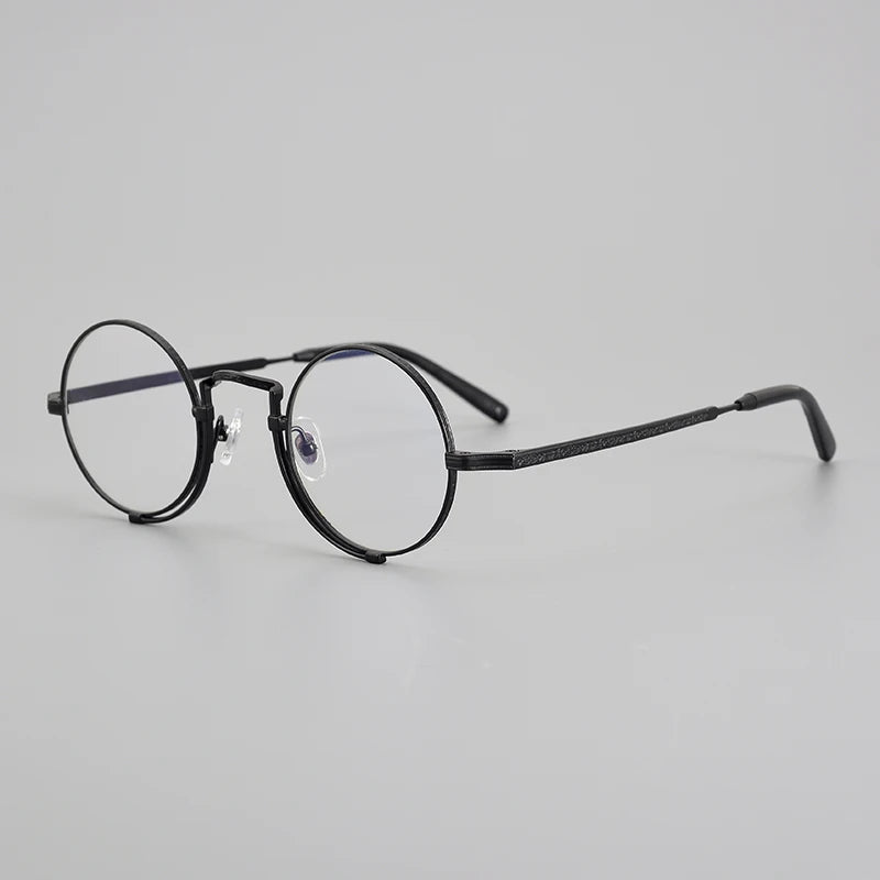 Stylish Unisex Black Titanium Round Eyeglasses 4919 - Lightweight & Durable Full Rim Frames for Men & Women | Perfect for Reading, Work, and Everyday Fashion