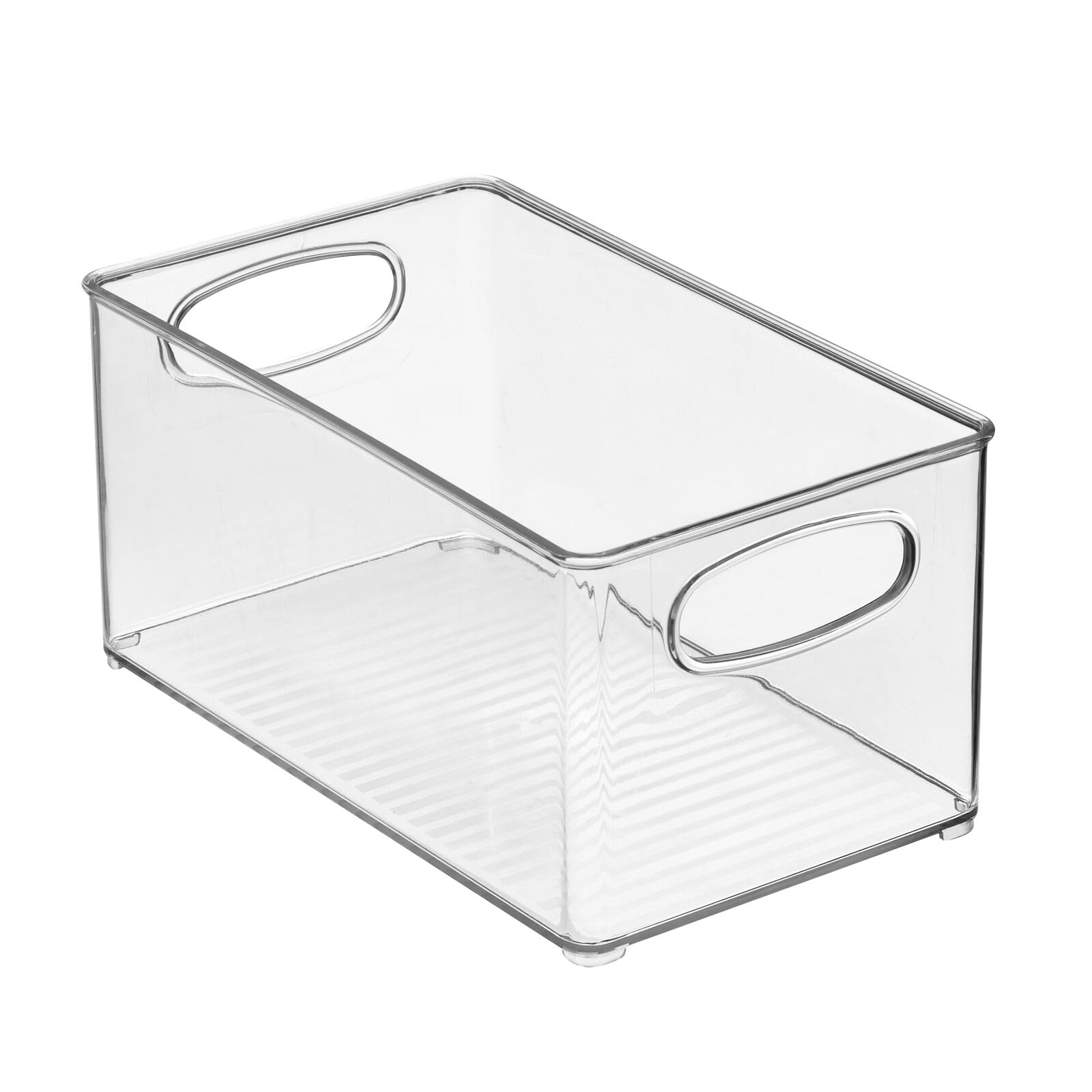 mDesign Plastic Closet Organizer Bins with Handles - 8-Pack Clear Storage Baskets for Bedroom, Bathroom, Cabinet & Entryway - Perfect for Sweaters, Purses & Home Organization - Ligne Collection Storage Solution