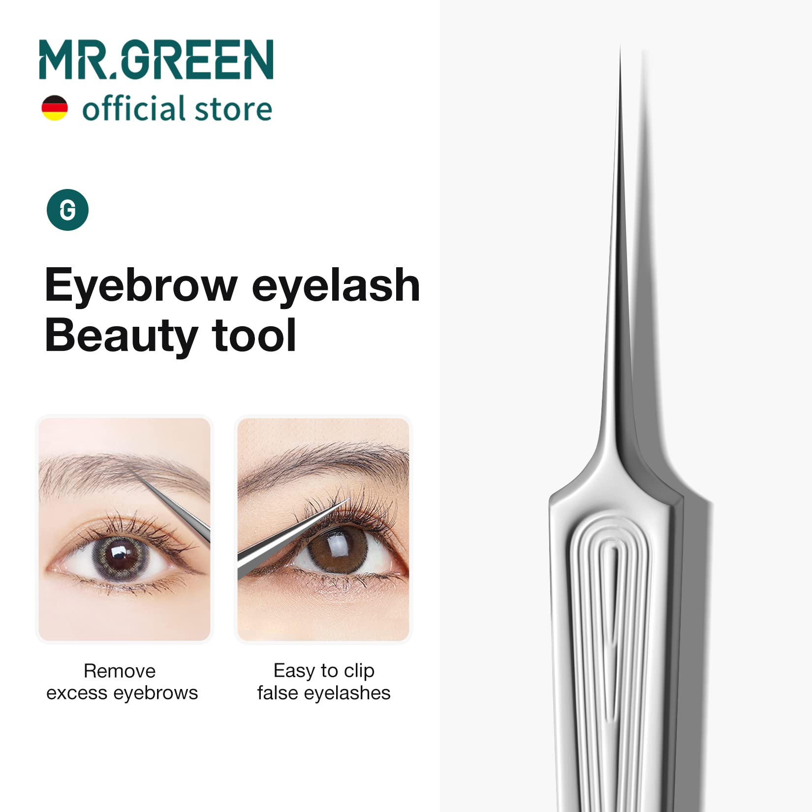 MR.GREEN Ingrown Hair Tweezers - Precision Pointed Tip Stainless Steel Tweezers for Eyebrow Grooming, Splinter Removal, Blackhead & Acne Extraction - Perfect for Travel, Home & Professional Salon Use