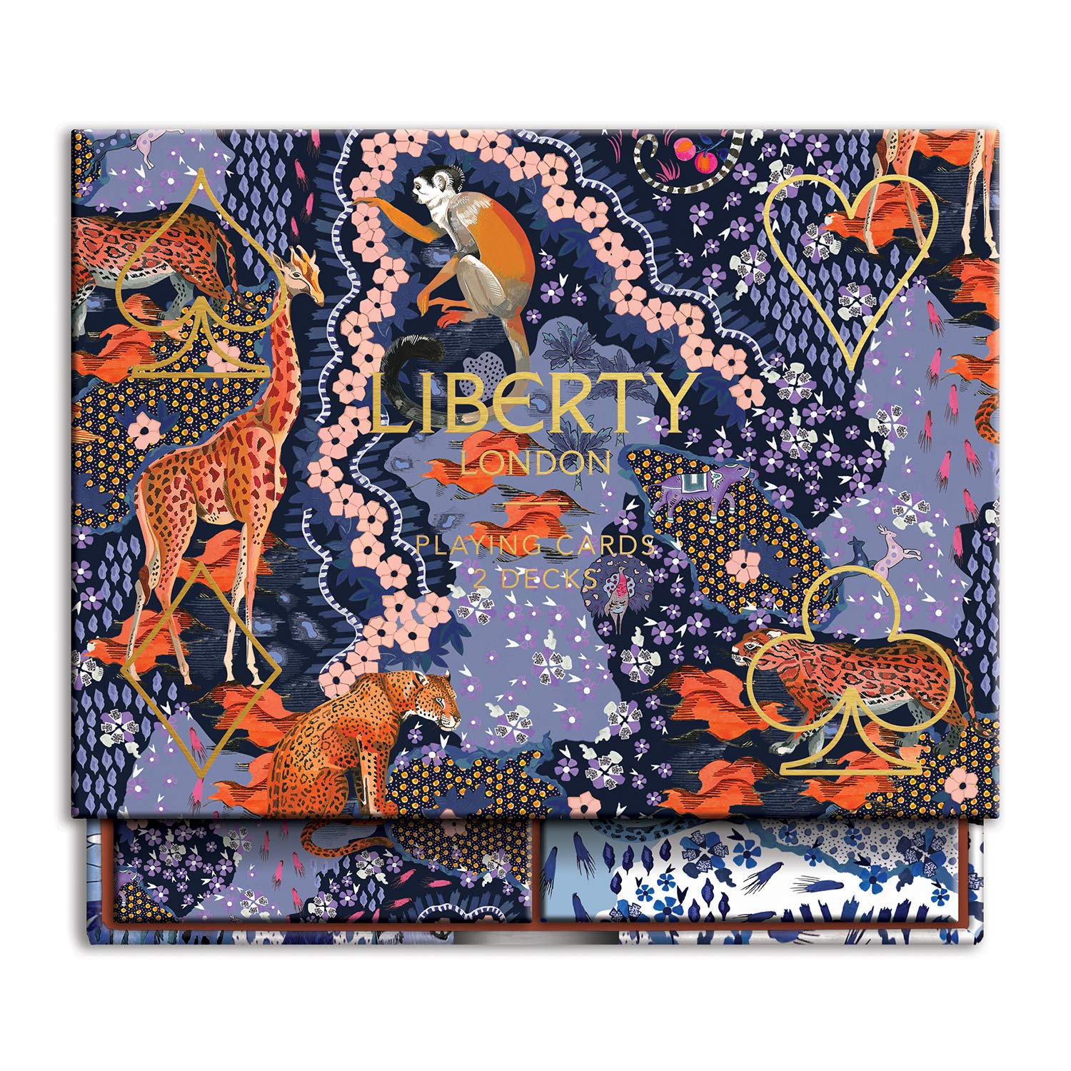 Galison Liberty London Maxine Playing Cards - 2 Decks Standard Size with Unique Artwork | Foil-Stamped Sturdy Drawer Box | Perfect for Game Nights, Gifts & Collectors