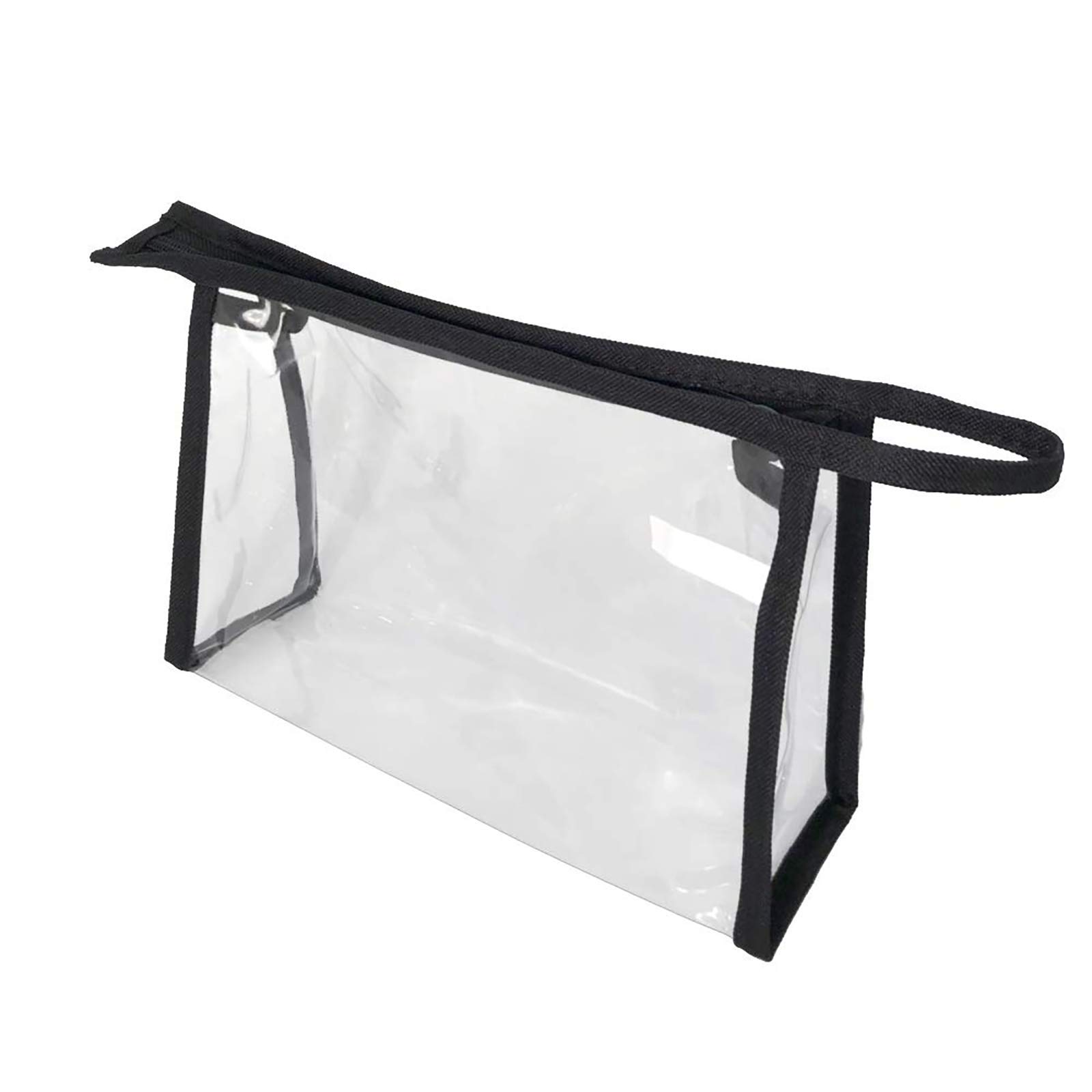 Clear Makeup Bag Waterproof Travel Toiletry Pouch with Zipper - Multi-purpose Cosmetic Organizer for Women, Gym, Beach & Airplane Essentials (Black)