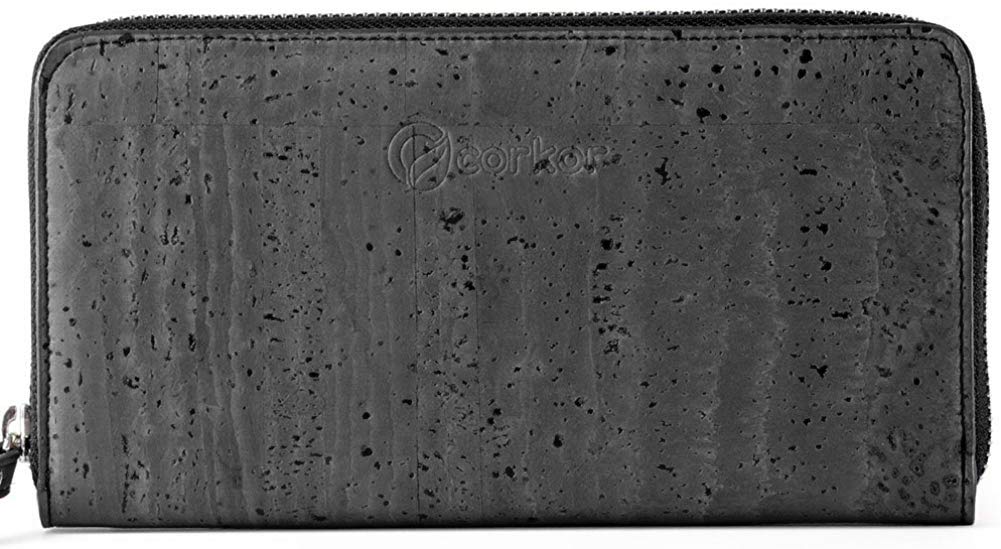 Vegan Leather RFID Blocking Women's Wallet - Eco-Friendly Cork Clutch Purse for Women - Cruelty-Free & Secure Credit Card Holder (Perfect for Travel, Shopping & Daily Use)