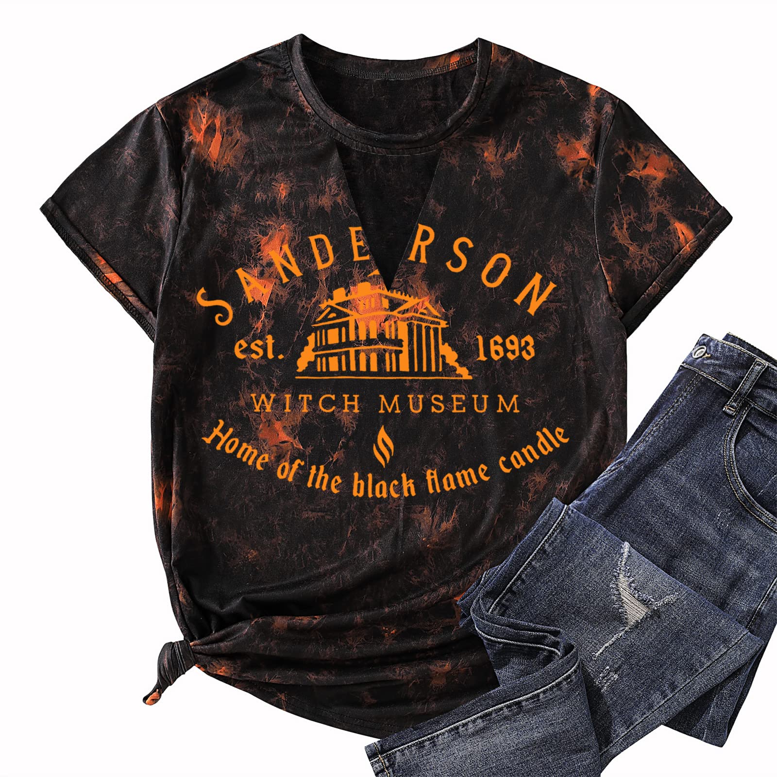 MAIHUN Halloween T-Shirt for Women - Hocus Pocus Sanderson Sisters Horror Movie Tee | Scary Squad Graphic Top for Halloween Parties & Cosplay