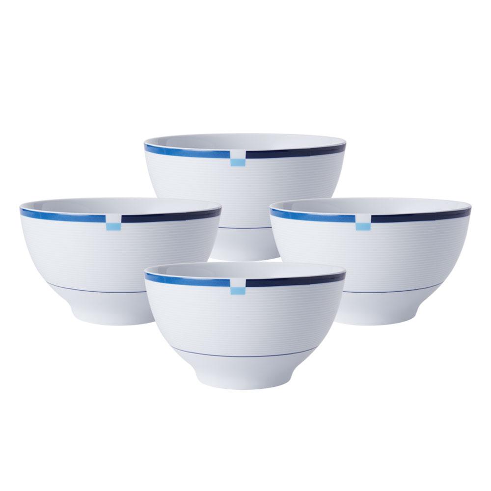 Jet Set Blue Set of 4 Soup & Cereal Bowls - Microwave & Dishwasher Safe - Perfect for Breakfast, Soup, Salad & Dessert Serving