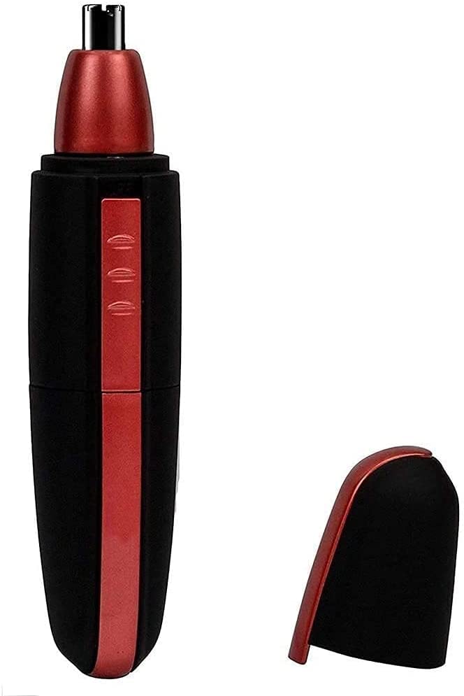 Men's Waterproof Painless Nose & Eyebrow Trimmer - Battery Powered Facial Hair Remover, Easy to Clean & Portable Grooming Tool (Black) - Perfect for Travel, Home & Office Use