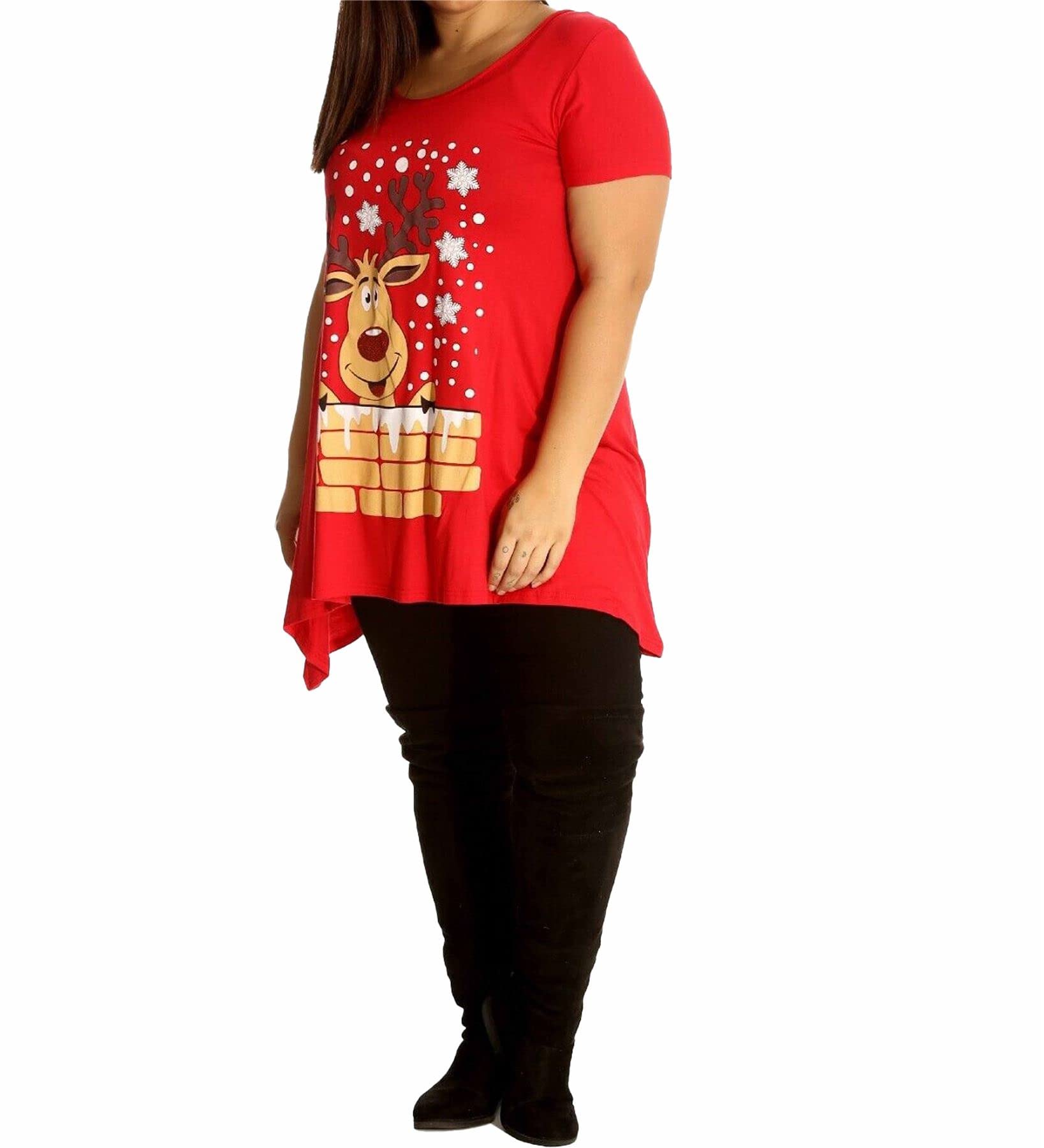 ZAFS Women's Christmas Sparkle T-Shirts - Festive Holiday Glitter Tops for Ladies (Plus Size Available) - Perfect for Christmas Parties, Family Gatherings & Holiday Photos
