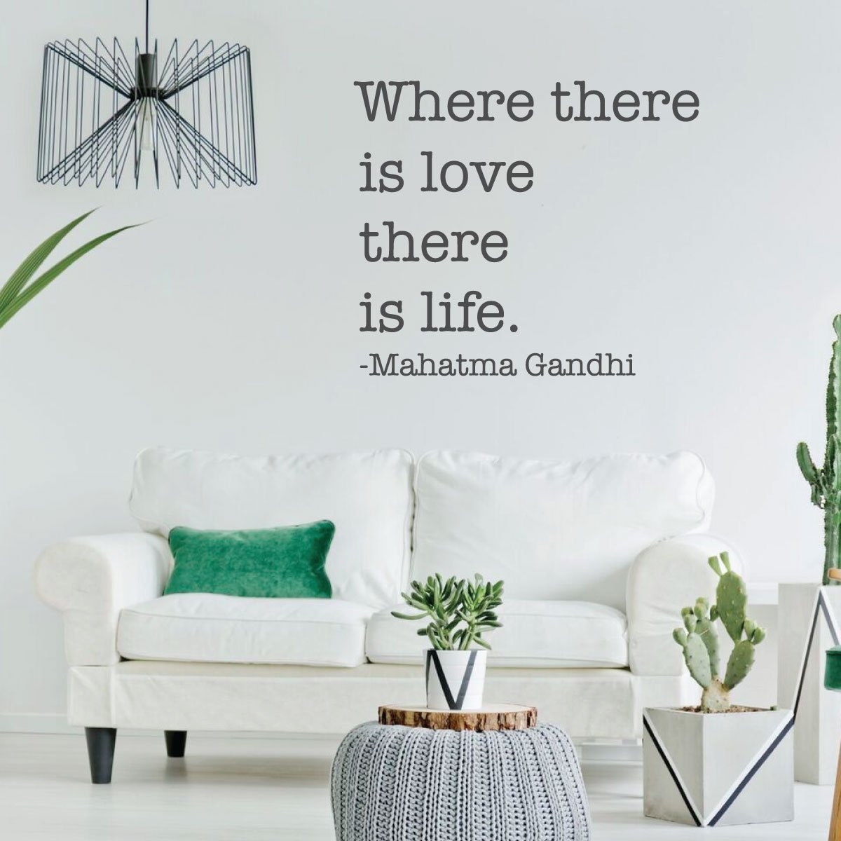 Inspirational Wall Decals with Mahatma Gandhi Quote - 'Where There Is Love There Is Life' - Removable Vinyl Stickers for Home, Bedroom, Nursery & Office Decor - Perfect for Living Room, Dorm & Gift Ideas