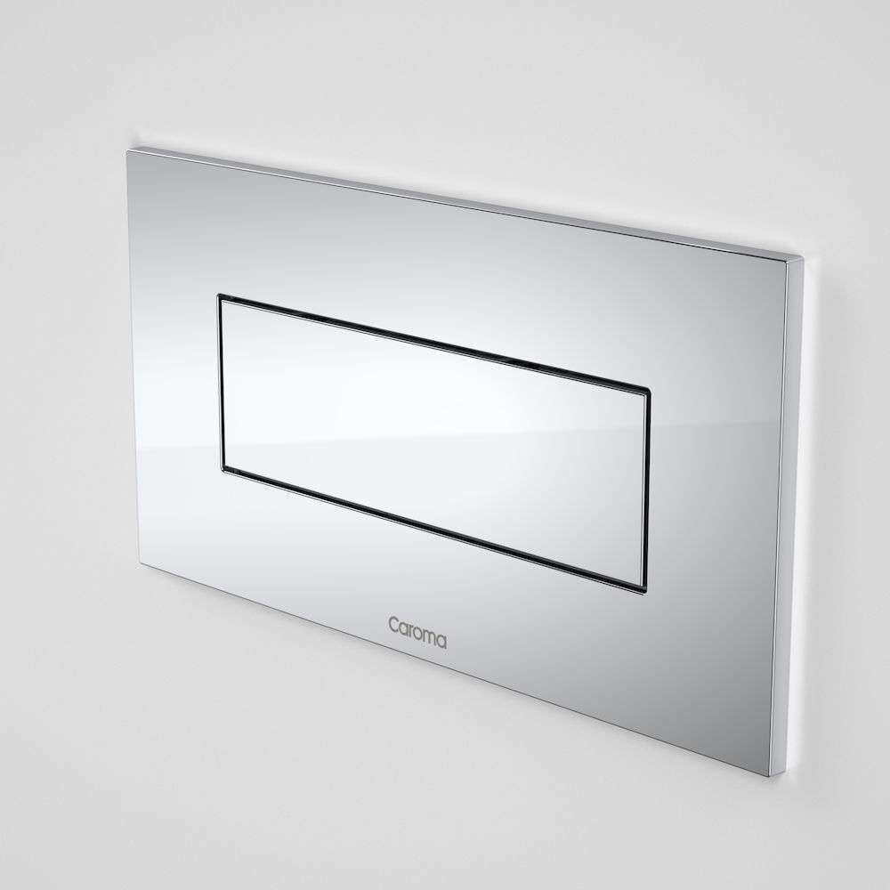 Caroma Invisi II Metal Rectangle Single Flush Panel & Button Kit in Satin Finish - Modern Bathroom Toilet Upgrade for Home & Commercial Use