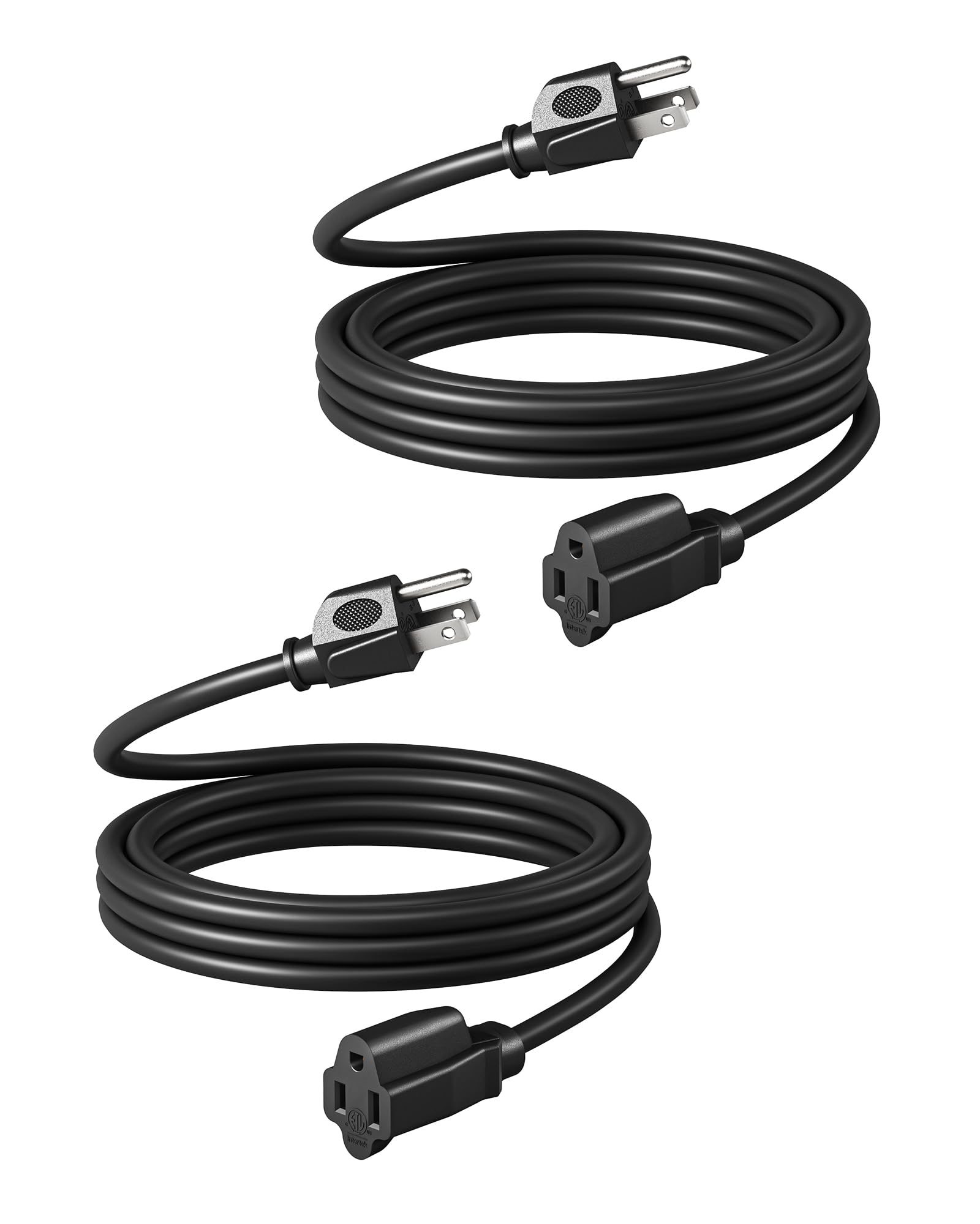 DEWENWILS 10ft Extension Cord - 14/3 SJTW Heavy Duty Weatherproof Power Cable with 3 Prong Outlet for Indoor & Outdoor Use - Black ETL Listed (2 Pack) - Perfect for Home, Garage, Workshop, and Outdoor Power Tools