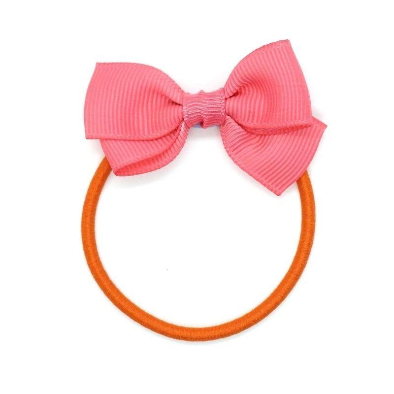 Stretchable Small Bow Hair Ties - Coral Color for Women & Girls - Perfect for Ponytails, Braids, and Everyday Hairstyles