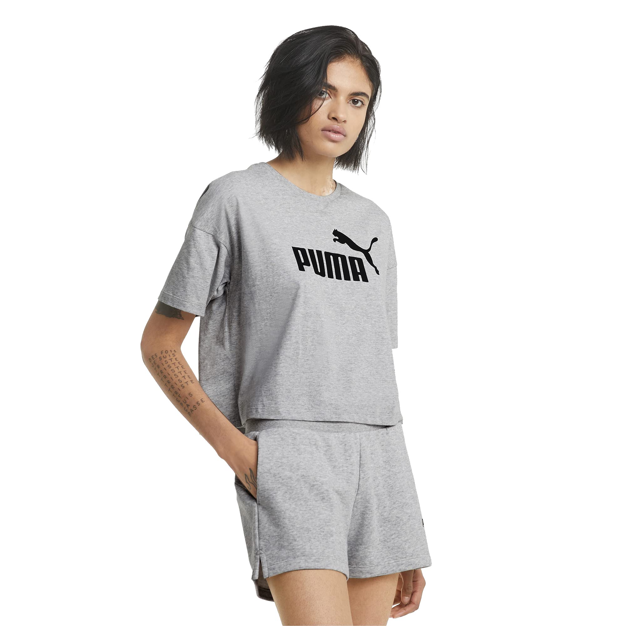PUMA Women's Essentials Cropped Logo T-Shirt - Soft Cotton Casual Top for Workout, Gym & Streetwear Fashion
