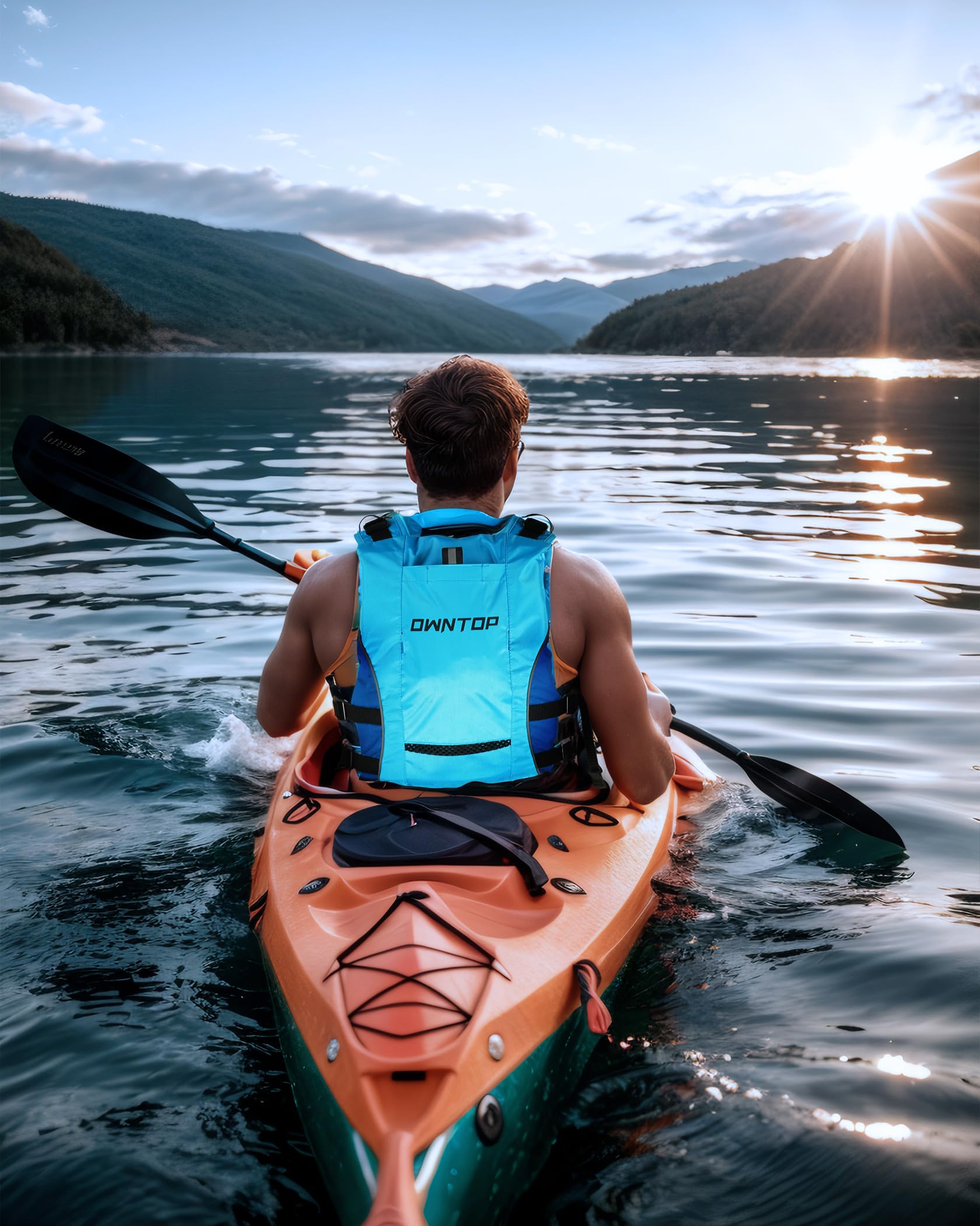 Owntop Swim Jacket for Adults & Youth - Lightweight Hydration Pack with Dual Mesh Pockets & Safety Whistle | Ultra-Thin Design for Freedom of Movement | Perfect for Kayaking, Boating, Fishing, Swimming & Water Sports