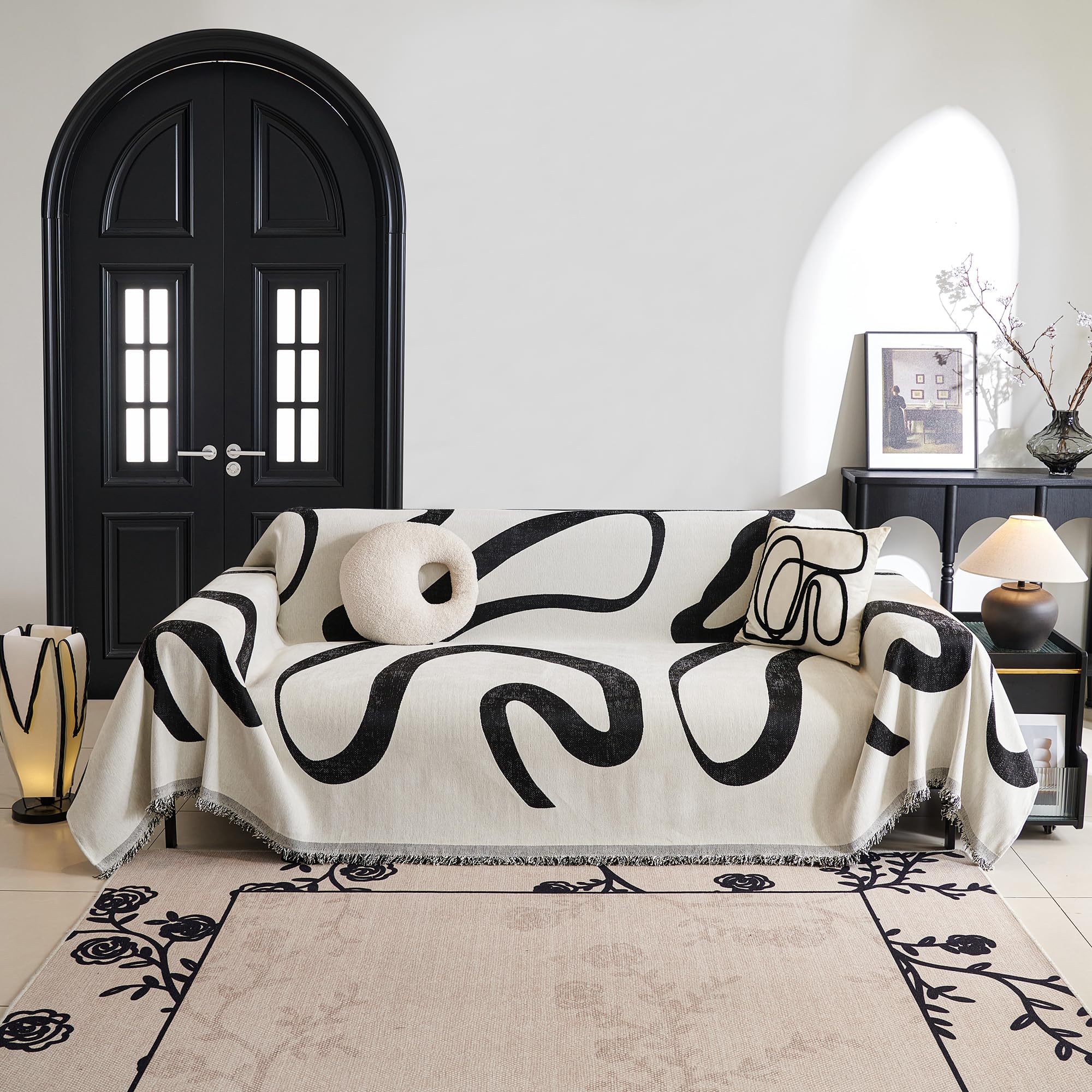 Boho Jacquard Sofa Slipcover - Super Soft 2-3 Cushion Couch Cover for Sectional & Loveseat (71x102