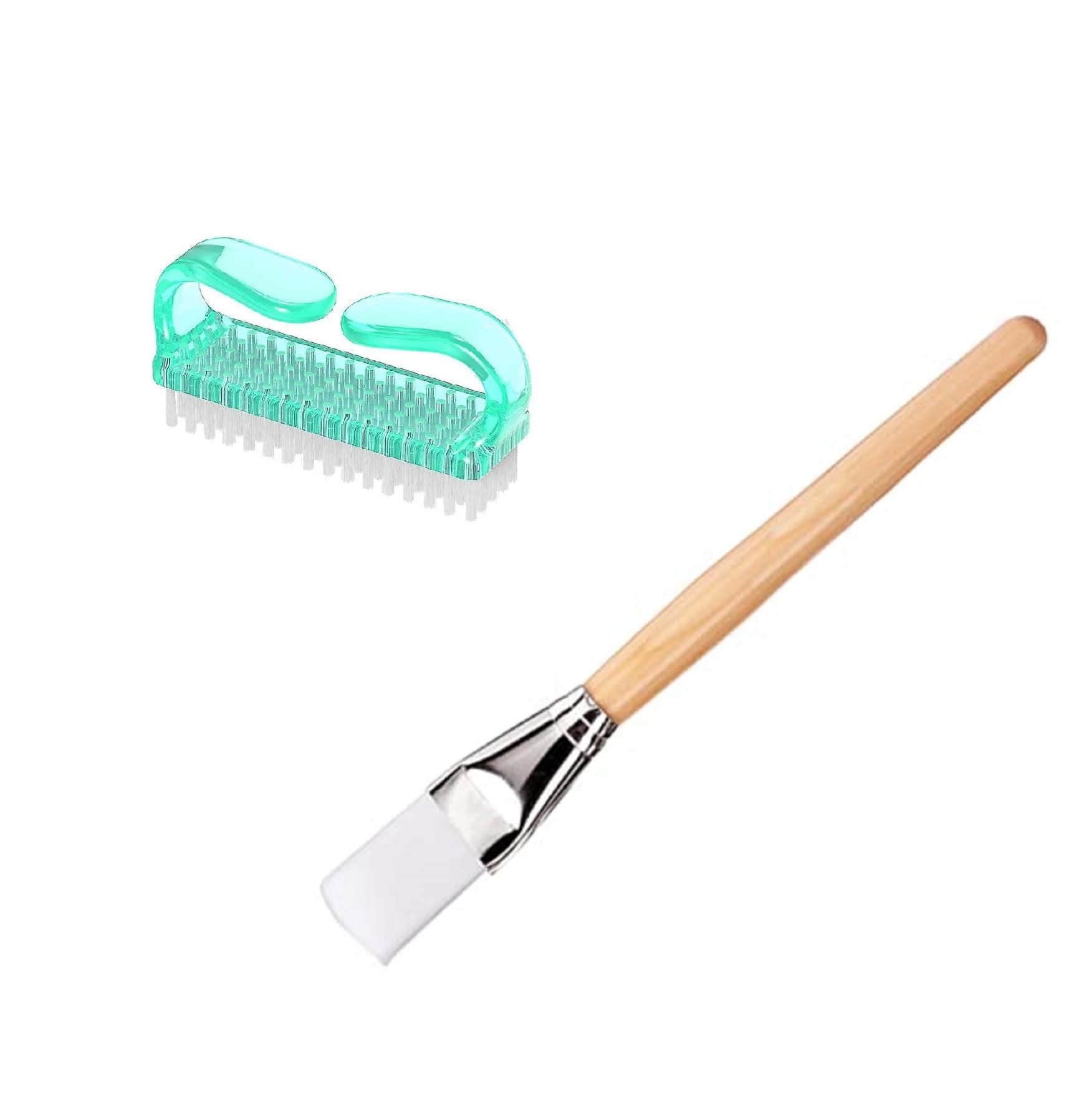 ZAUKY Nail Brush & Face Pack Brush Combo Set - Durable Handle Grip Nail Cleaner & Pedicure Scrub Brush with Soft Bristles for Home & Salon Use - Perfect for Manicure, Pedicure & Facial Care Routines