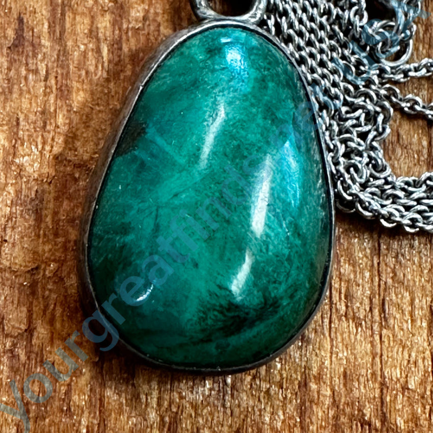 Sterling Silver Chrysocolla Pendant Necklace with Chain - Elegant Gemstone Jewelry for Women, Gift for Her, Perfect for Everyday Wear & Special Occasions