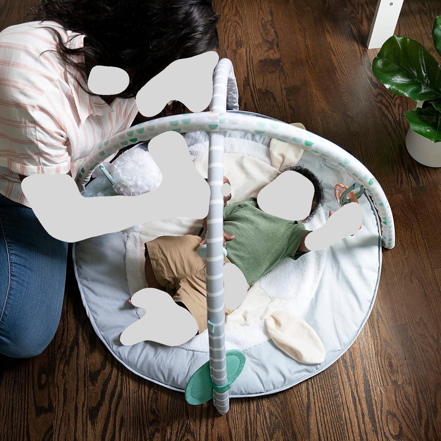 Ingenuity Sheppy's Spot Plush Activity Gym for Babies - Soft & Interactive Playmat with Hanging Toys for Tummy Time, Sensory Development & Early Learning - Perfect Nursery Gift for Newborns & Infants